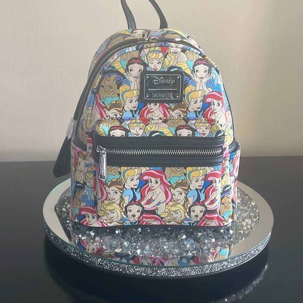 New loungefly Disney princesses all over print mini backpack book bag